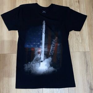 Black Short Sleeve Tee with Space-Themed Design